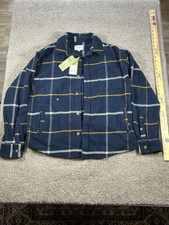 GoodFellow  Co Men's Heavyweight Standard Fit Flannel Medium- Blue/Yellow/White