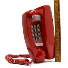 Hard To Find CORTELCO 'RED' CORDED TELEPHONE Wall Mounted CORD PHONE Untested 