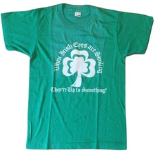 Vintage 80s Screen Stars t shirt S Irish Eyes Are Smiling single stitch green 