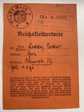 1940-42! 1x orig. Reichskleiderkarte Gera Weimar 2. Weltkrieg Wehrmacht 3. Reich