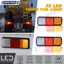 2PCS 12V Red/White/Amber Rear Stop Brake Turn Taillight RV Camper Truck Trailer