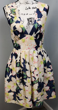 J.CREW A Line Dress Women 4 Multi Floral Swing Hem Plunge V Neck Backless Zipper