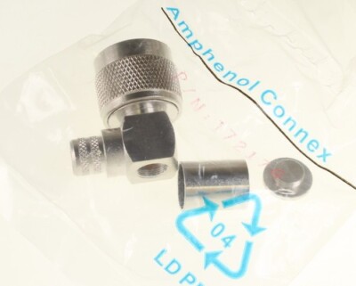 2pc lot of 172176 Amphenol N Type Right Angle Crimp Plug Coaxial RF Connector