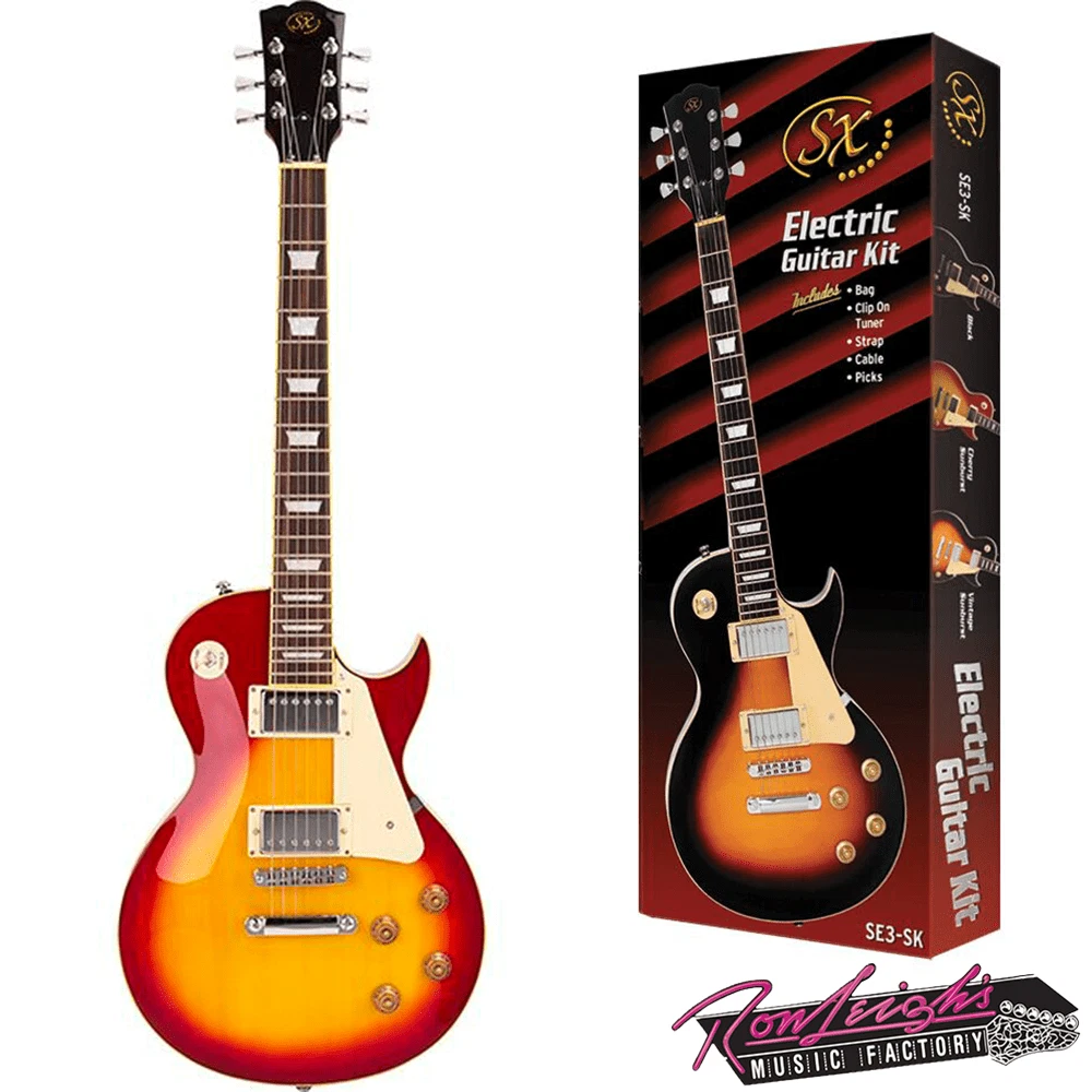 SX GTSE3SKCS 'LP' Style Electric Guitar Pack in Cherry Sunburst with Gig Bag