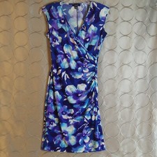 Chaps Ralph Lauren Dress Womens Size Medium Blue Floral Pattern