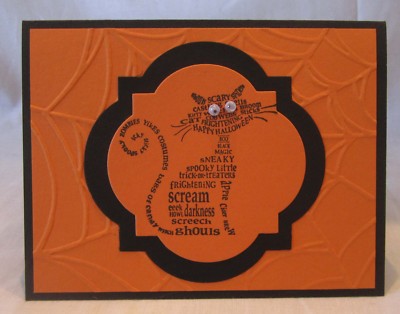 Handmade HALLOWEEN CARD Cat with Bug Eyes Blk Org Blank Inside U Choose How Many
