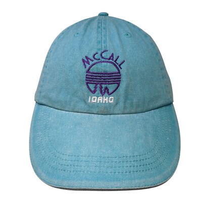 McCall Idaho Strapback Hat Blue One Size Adjustable Embroidered Anvil