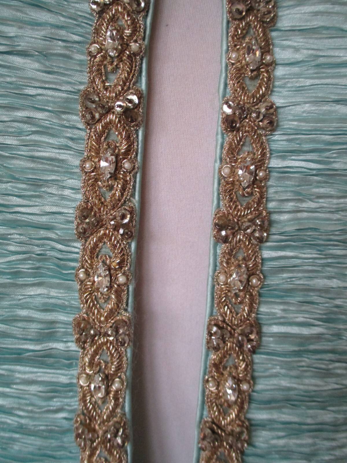 Vintage Mary Mc Fadden Couture Suit Size 8 Women Mint Green Fortuny Pleat Plisse