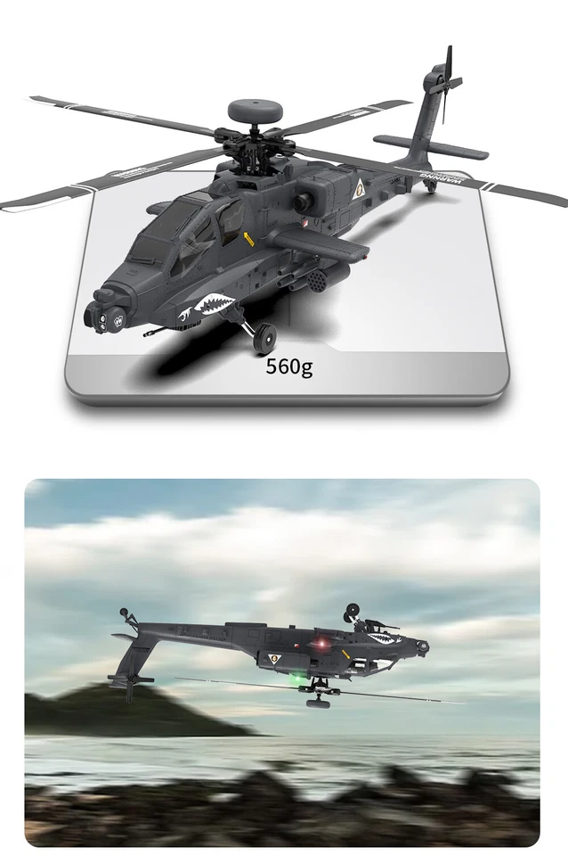 YUXIANG F11-S AH-64D Apache 9CH 2.4G 6-Axis 3D GPS Positioning RC RTF Helicopter - Image 4 of 4