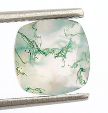 Natural Moss Agate Faceted Cut Cushion Shape 8X8mm Loose Rare Gemstone 2 Ct.