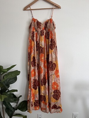 Urban Outfitters Athena Maxi Gauze Dress sz large floral tropical