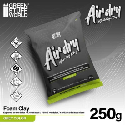 Air Dry Foam Clay 250gr. - Grau - Modelliermasse -  Modellieren Miniaturen