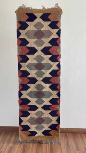 Kilim Rug Natural Handwoven Wool Jute Rug Vintage Rug Teraditional Kilim Carpet - Picture 1 of 9