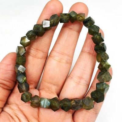 Hervorragendes Muster Labradorit 117,00 kt bestes Perlen dehnbares Armband RK 22AZ14