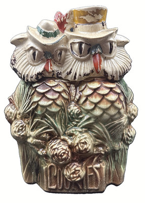 Granny McCoy Mr & Mrs Owl Large Ceramic Cookie Jar When Shadows Fall VTG