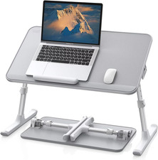Adjustable Leather Lap Desk for Laptop, Portable Bed Tray Table with Foldable De
