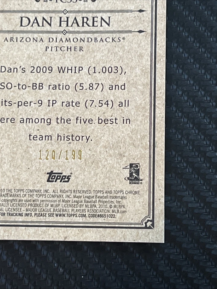 2010 Topps Chrome Topps 206 Chrome Blue Refractor /199 Dan Haren #TC33 - Image 3 of 3