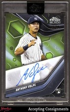 2023 Topps Chrome Black Green Refractor Anthony Volpe RC ROOKIE AUTO 23/99