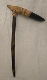 VINTAGE CARVED PAPUA NEW GUINEA TRIBAL STONE WOOD AXE