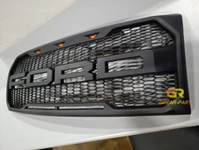 Black Grill For 2009-2014 Ford F150 Grille Raptor Style Front Mesh W/Letters New