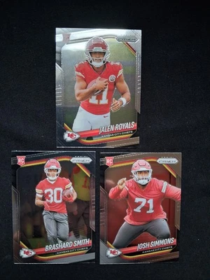 3x 2025 PRIZM ROOKIE LOT - Jalen Royals & Smith & Simmons - Kansas City Chiefs - Bild 1 von 2