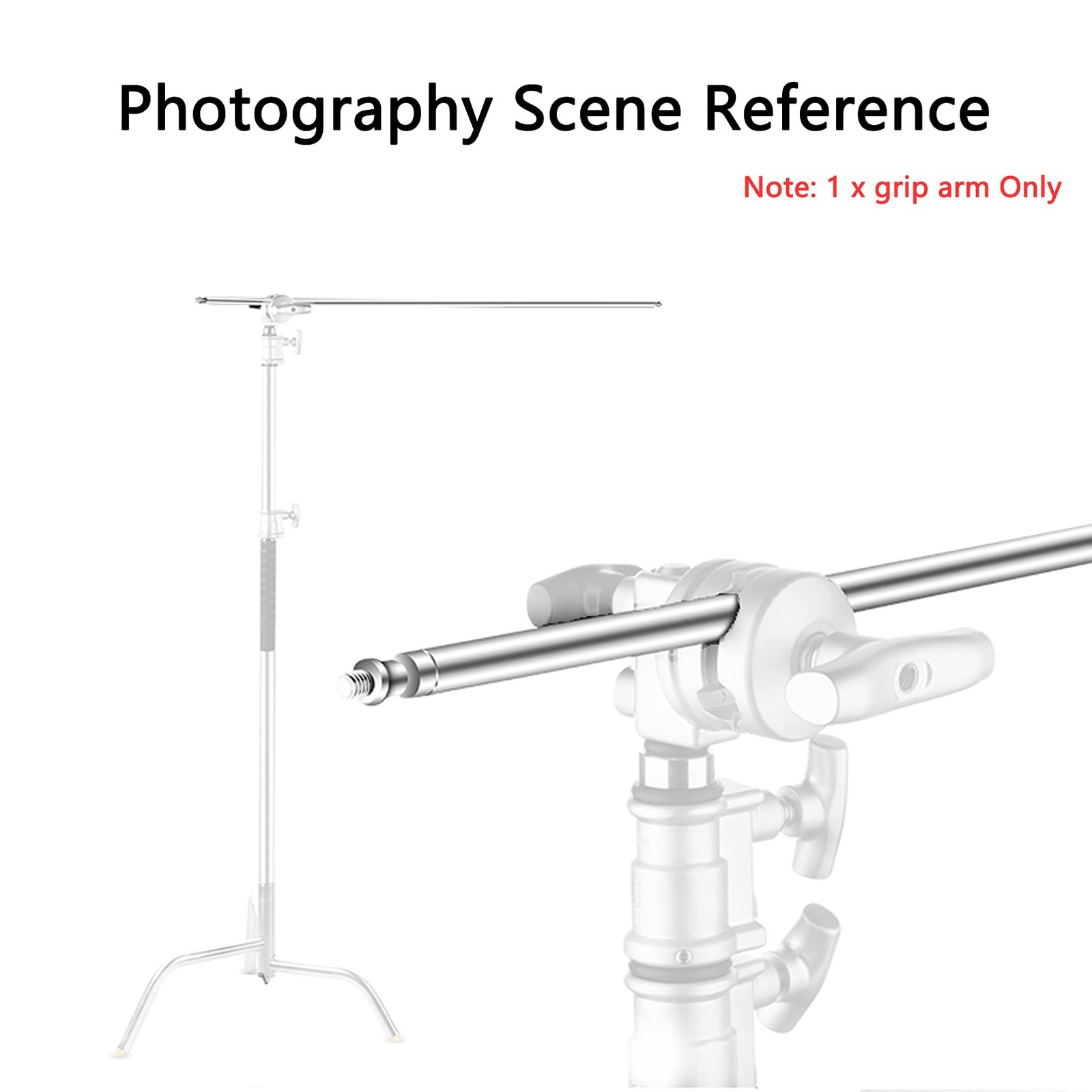 49 inch Extension Grip Crossbar Arm with 1/4" & 3/8" Screw Thread for C-Stand...