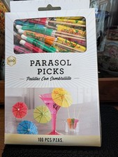 Parasol Picks For Drinks/ Coctails,100 PCS In A Pack, Multi Color, One Box.