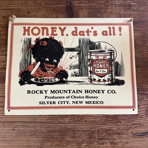Vintage Rocky Mountain Honey Co. Tin Sign Advertising Pure Honey Silver City