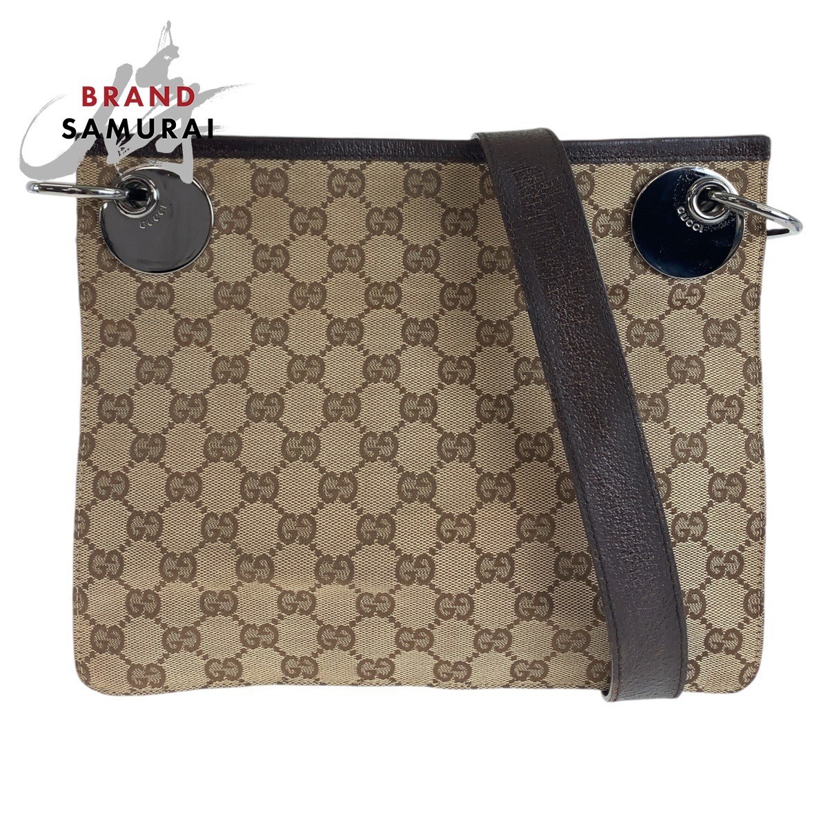 GUCCI GG Canvas Leather Shoulder Bag in Brown Imported from Japan