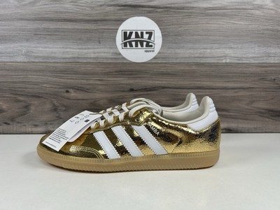 Adidas SAMBA OG 'Cracked Leather' Gold Metallic White (KI5719
