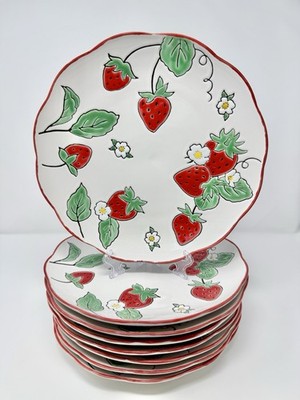8 Strawberry Fields Dinner Plates SET Spectrum Designz 2023 replacement Kitchen 