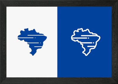 Brasilien Karte Symbol Split Design Gerahmtes Wandbild Poster Leinwanddruck Bild