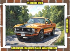 Metal Sign - 1970 Ford Mustang Mach 1 18 Watercolor - 14x10 Metal Sign - 1970 Ford Mustang Mach 1 18 Watercolor - 14x10