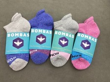 4 Pairs Bombas Honeycomb Women's Tri-Block Cushion Solid Ankle Sock Size M