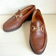 Gucci Loafers Horsebit Leather Brown Women's Size EU36/US6