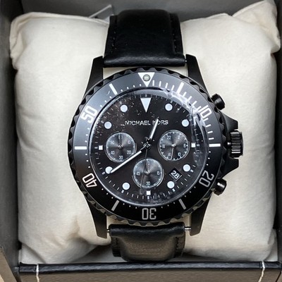 MICHAEL KORS Mens Wristwatch EVEREST MK9053 Chrono Genuine Leather
