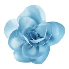 Satin Fabric Rose Flower Brooch, 5.9" Big Rose Flower Brooches, Lake Blue
