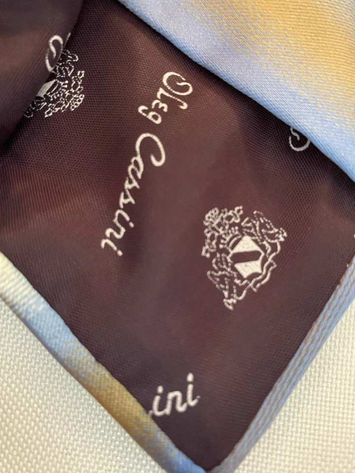 复古 Oleg Cassini 男式黑色领带棕色和蓝色条纹 — 第 3/3 张图片