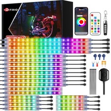 22Pcs Motorcycle Led Underglow Kit with Brake Turn Signal, Motorcycle RGB Lig...