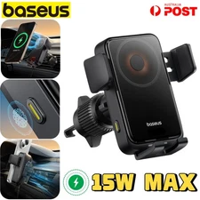 BASEUS Car Wireless Charger Phone Holder Mount Coil Auto Tracking Fast Charging