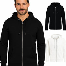 New Mens Plain Fleece Zip Up Top Zipper Hoody Sweatshirt Jacket Jumper Hoodie 
