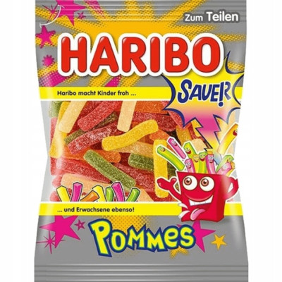 HARIBO SOUR POMMES - GUMMY BEARS - 175G - MOST FAMOUS JELLY CANDY - FRUIT