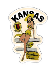 Kansas Pin up Vintage Sticker Decal