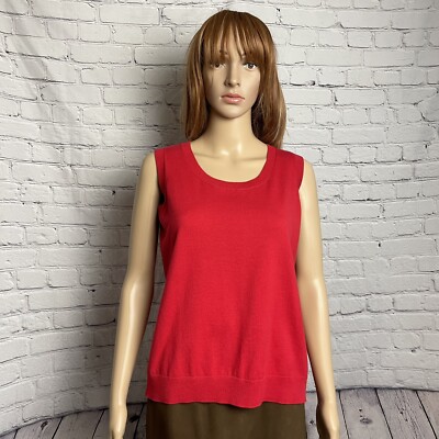 NWT New Talbots Pima Cotton Sleeveless Knit Red Top Size XP