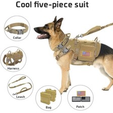 Forestpaw Tactical Dog Vest Harness for Large Dogs Collar with Bungee Leash Set