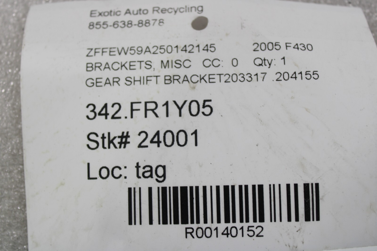 Ferrari F430 Coupe, Spider, Gear Shifter Bracket, Used, P/N 203317