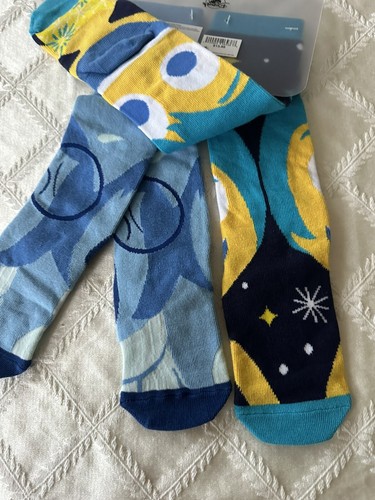 Disney Parks Kids 2 Pair Blue/Yellow Inside Out Joy/Sadness Crew Sock Set Medium - Picture 2 of 2