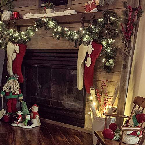 4 Pack Christmas Stockings 18 Inches Large Size Cable Burgundy and Ivory White - Picture 5 of 8