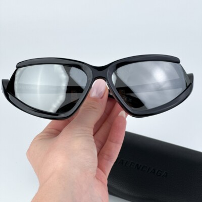 NEW Balenciaga BB0289S 001 Black Silver Mirror Wraparound Unisex Sunglasses NEW Balenciaga BB0289S 001 Black Silver Mirror Wraparound  main image 4