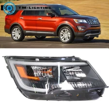 For 2016-2019 Ford Explorer Halogen Passenger Side Headlight w/LED DRL Headlamp